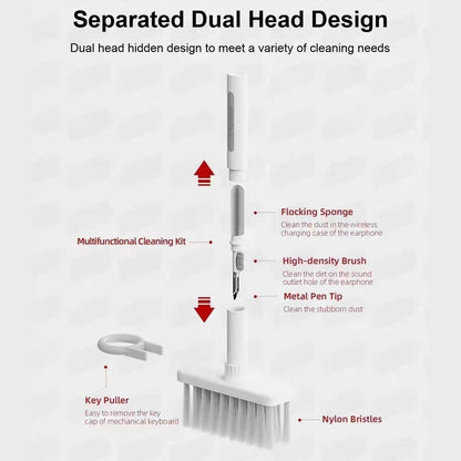Keyboard Brush Separate Double Head Design 5 in 1 Multifunction 3 Row Design Plastic Cleaning Brush Pen for V1294-YM0523-3117220042011