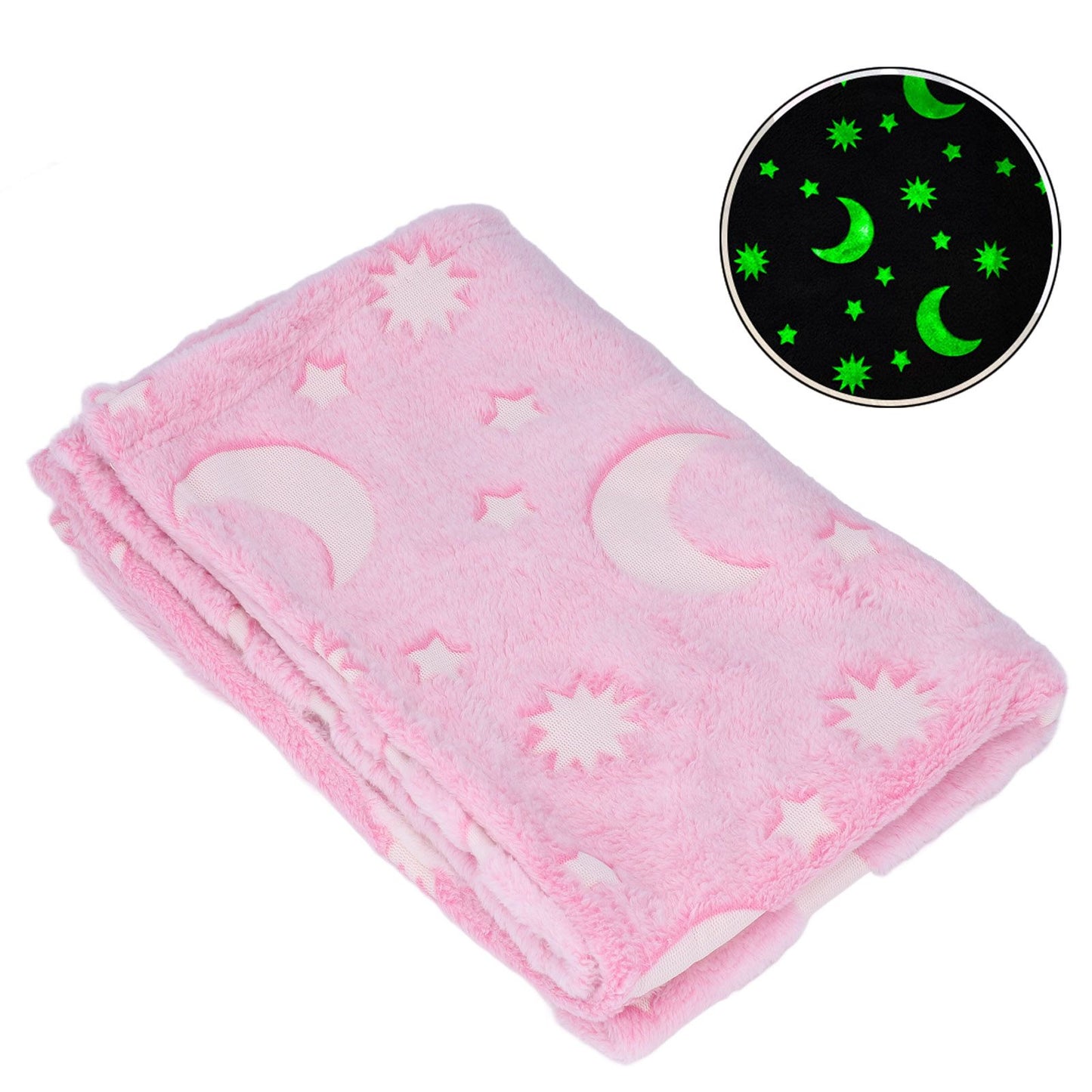 1.52x1M Luminous Blanket Double Sided Polyester Glowing Blanket Bedroom Air Conditioning Blanket for KidsPink V1294-YM0523-3117220043111