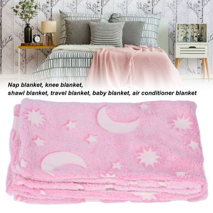 1.52x1M Luminous Blanket Double Sided Polyester Glowing Blanket Bedroom Air Conditioning Blanket for KidsPink V1294-YM0523-3117220043111