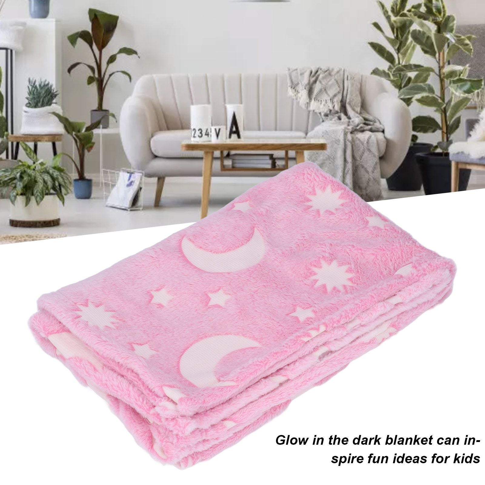 1.52x1M Luminous Blanket Double Sided Polyester Glowing Blanket Bedroom Air Conditioning Blanket for KidsPink V1294-YM0523-3117220043111