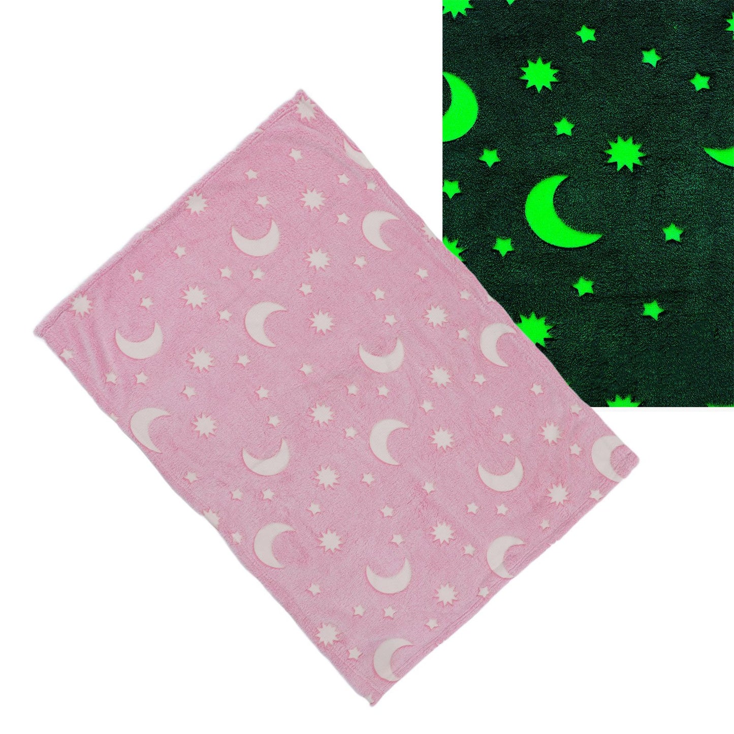 1.52x1M Luminous Blanket Double Sided Polyester Glowing Blanket Bedroom Air Conditioning Blanket for KidsPink V1294-YM0523-3117220043111