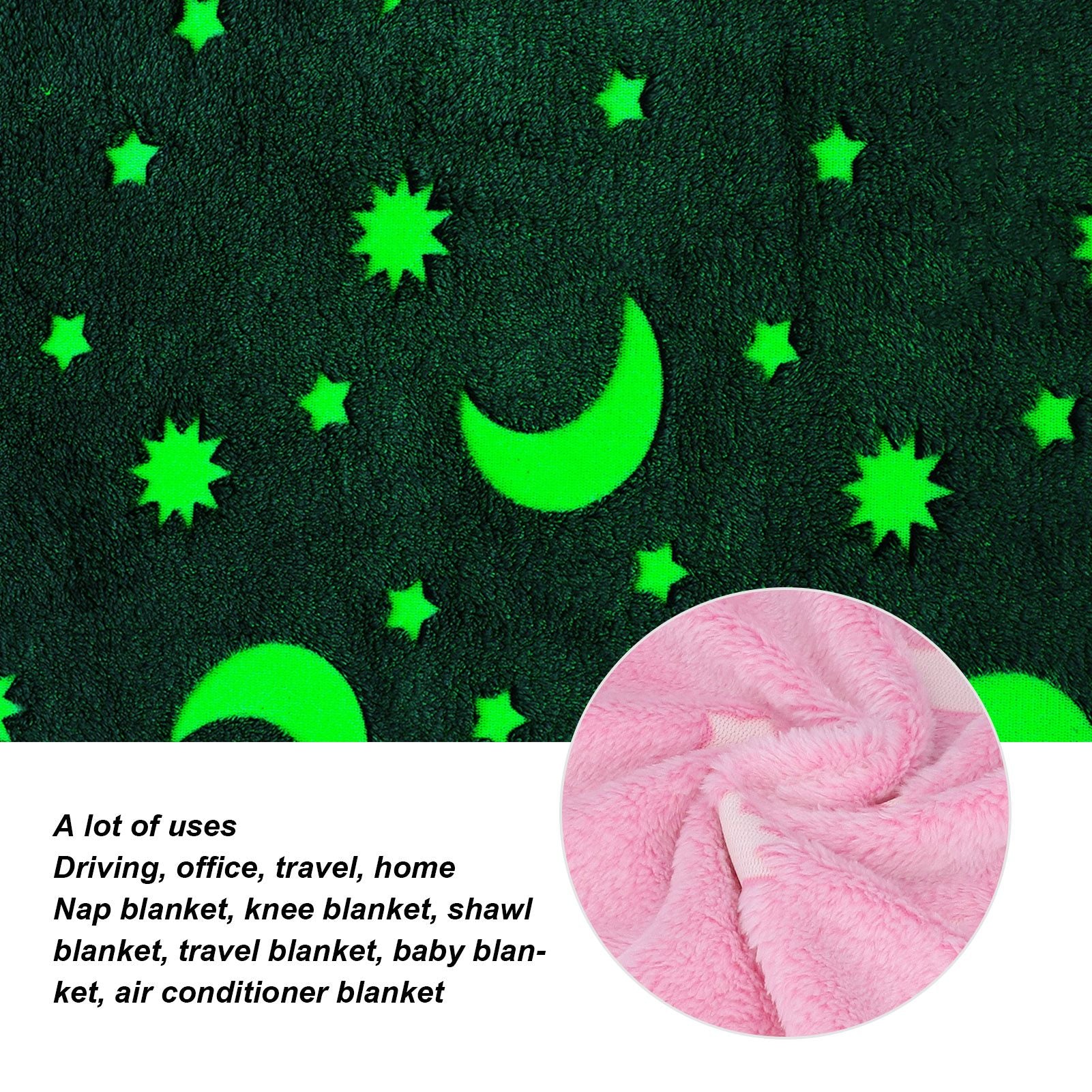 1.52x1M Luminous Blanket Double Sided Polyester Glowing Blanket Bedroom Air Conditioning Blanket for KidsPink V1294-YM0523-3117220043111