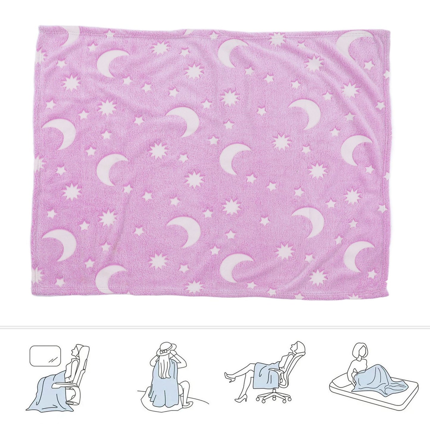 1.52x1M Luminous Blanket Double Sided Polyester Glowing Blanket Bedroom Air Conditioning Blanket for V1294-YM0523-3117220043112