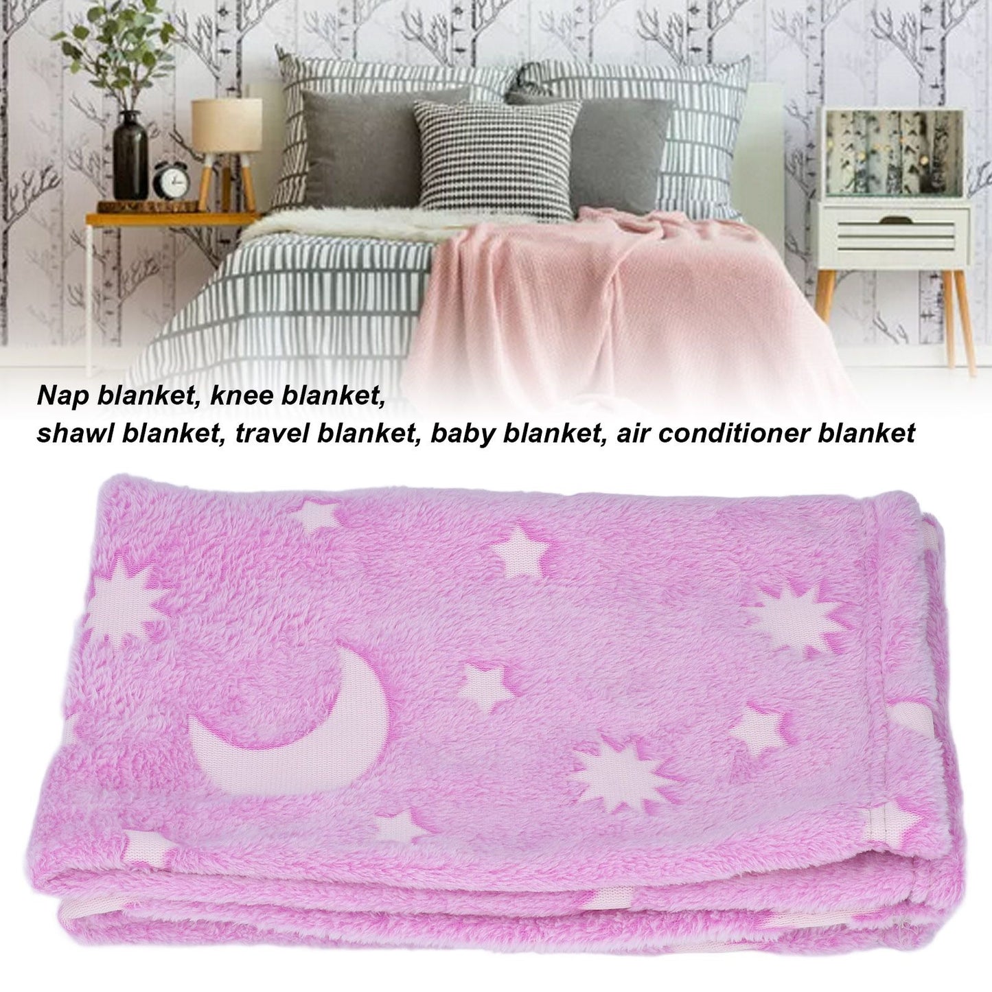 1.52x1M Luminous Blanket Double Sided Polyester Glowing Blanket Bedroom Air Conditioning Blanket for V1294-YM0523-3117220043112