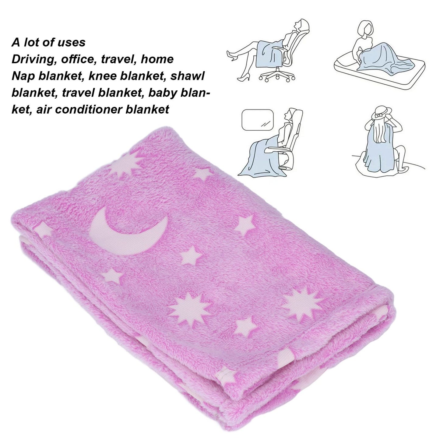 1.52x1M Luminous Blanket Double Sided Polyester Glowing Blanket Bedroom Air Conditioning Blanket for V1294-YM0523-3117220043112