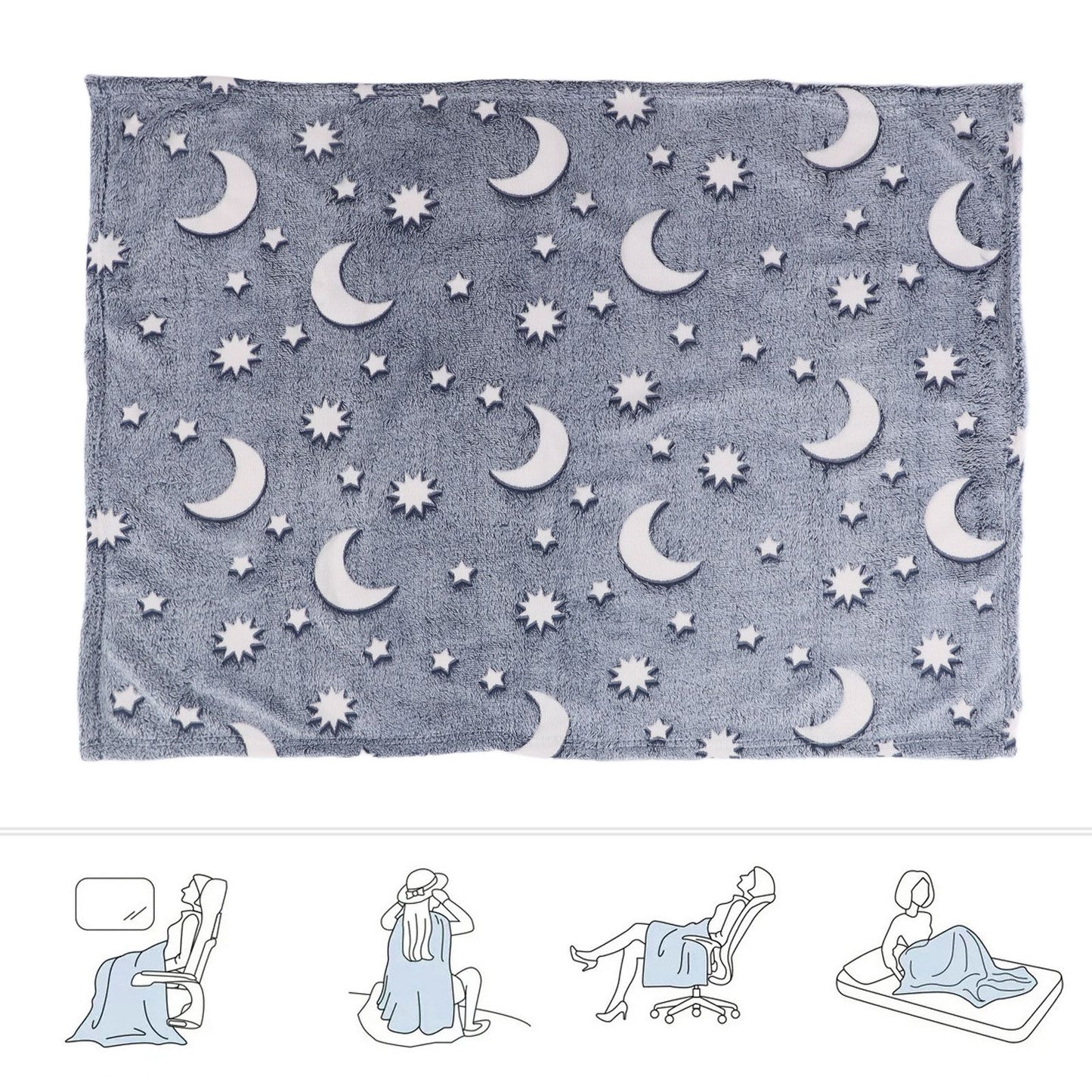 1.52x1M Luminous Blanket Double Sided Polyester Glowing Blanket Bedroom Air Conditioning Blanket for V1294-YM0523-3117220043114