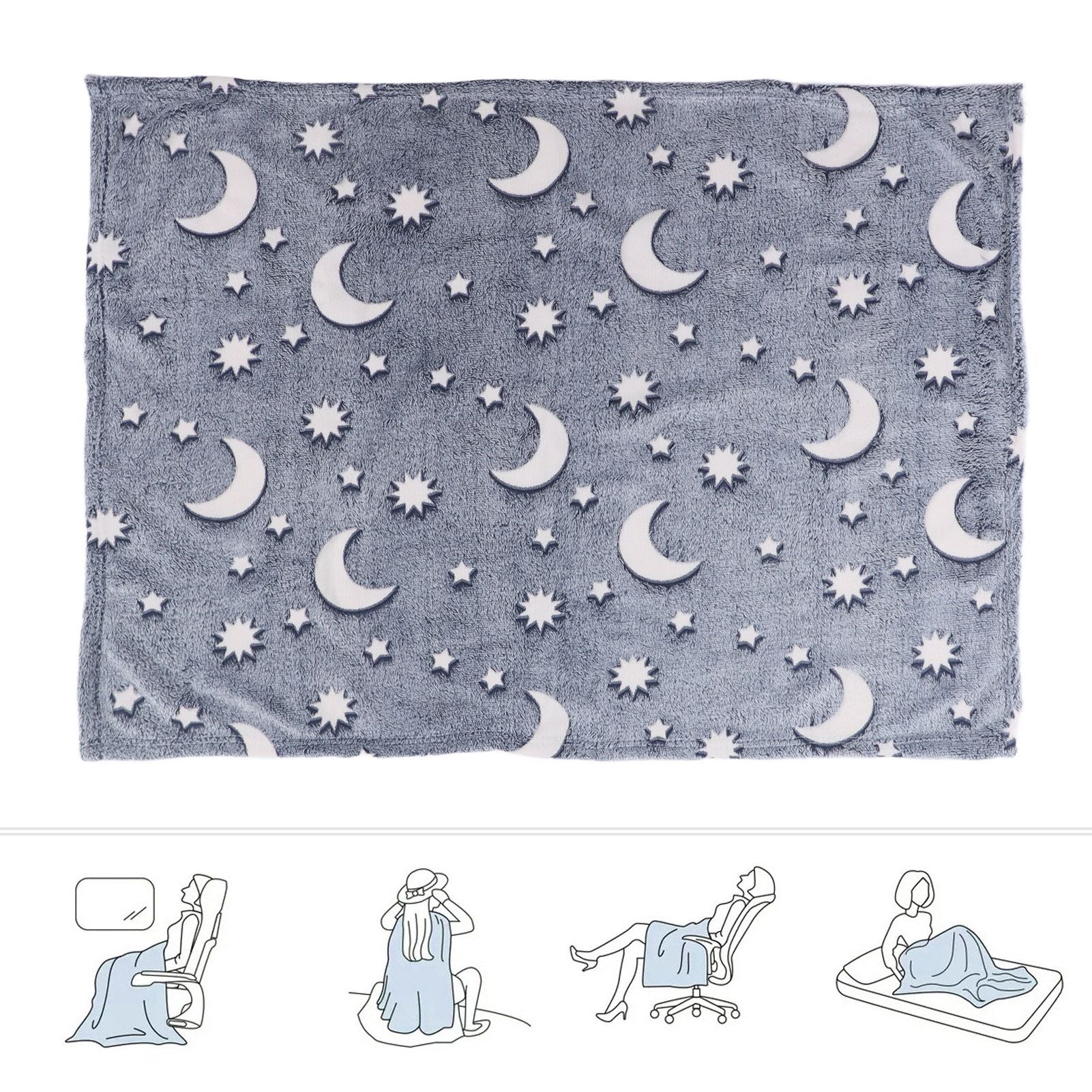 1.52x1M Luminous Blanket Double Sided Polyester Glowing Blanket Bedroom Air Conditioning Blanket for V1294-YM0523-3117220043114