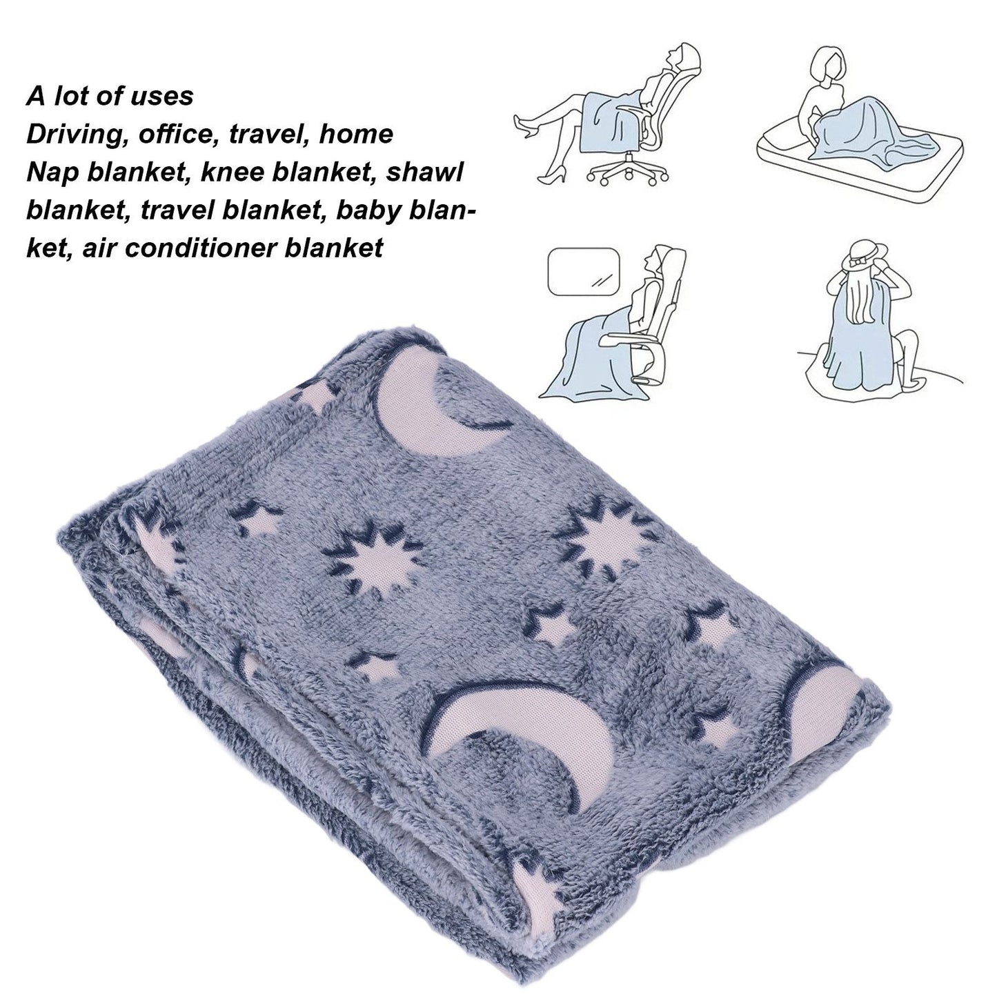 1.52x1M Luminous Blanket Double Sided Polyester Glowing Blanket Bedroom Air Conditioning Blanket for V1294-YM0523-3117220043114