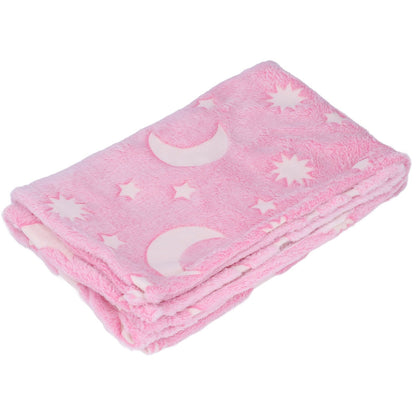 1.5x2m Luminous Blanket Double Side Flannel Star Moon Design Soft Glow in The Dark Blanket for KidsPink V1294-YM0523-3117220043211