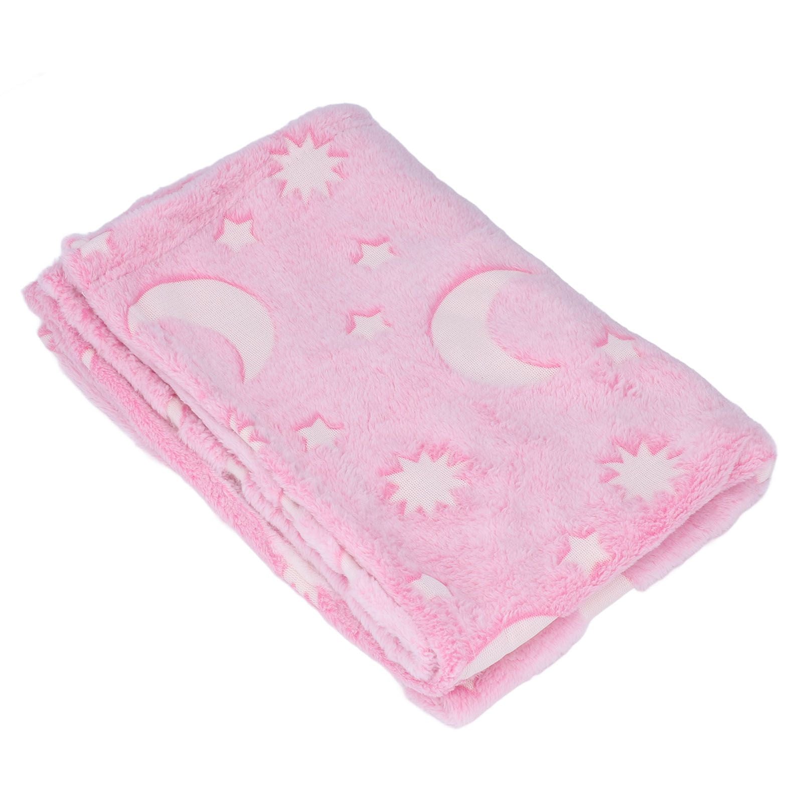 1.5x2m Luminous Blanket Double Side Flannel Star Moon Design Soft Glow in The Dark Blanket for KidsPink V1294-YM0523-3117220043211