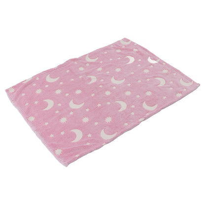 1.5x2m Luminous Blanket Double Side Flannel Star Moon Design Soft Glow in The Dark Blanket for KidsPink V1294-YM0523-3117220043211