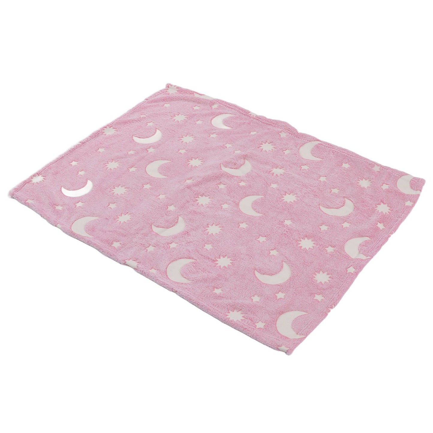 1.5x2m Luminous Blanket Double Side Flannel Star Moon Design Soft Glow in The Dark Blanket for KidsPink V1294-YM0523-3117220043211