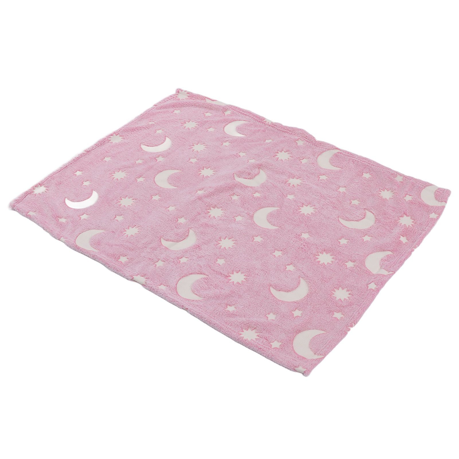 1.5x2m Luminous Blanket Double Side Flannel Star Moon Design Soft Glow in The Dark Blanket for KidsPink V1294-YM0523-3117220043211