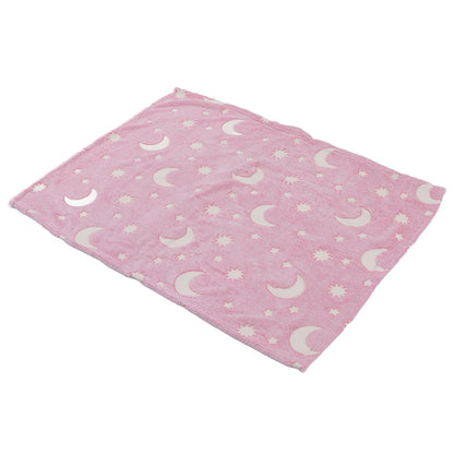 1.5x2m Luminous Blanket Double Side Flannel Star Moon Design Soft Glow in The Dark Blanket for KidsPink V1294-YM0523-3117220043211