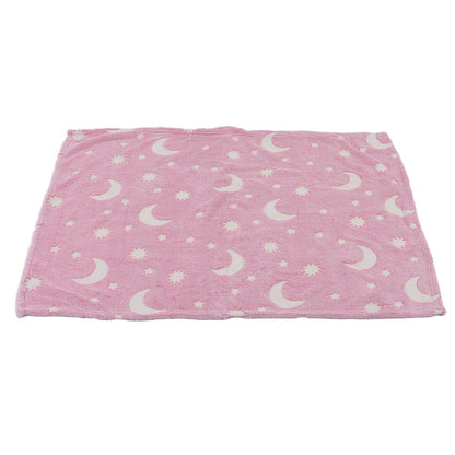 1.5x2m Luminous Blanket Double Side Flannel Star Moon Design Soft Glow in The Dark Blanket for KidsPink V1294-YM0523-3117220043211