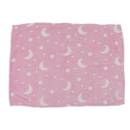 1.5x2m Luminous Blanket Double Side Flannel Star Moon Design Soft Glow in The Dark Blanket for KidsPink V1294-YM0523-3117220043211