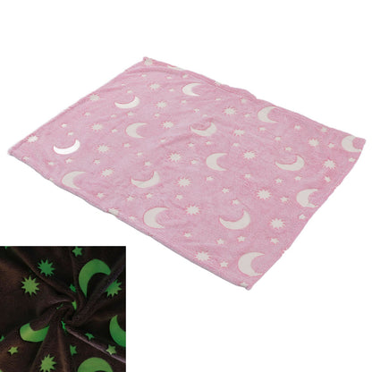 1.5x2m Luminous Blanket Double Side Flannel Star Moon Design Soft Glow in The Dark Blanket for KidsPink V1294-YM0523-3117220043211