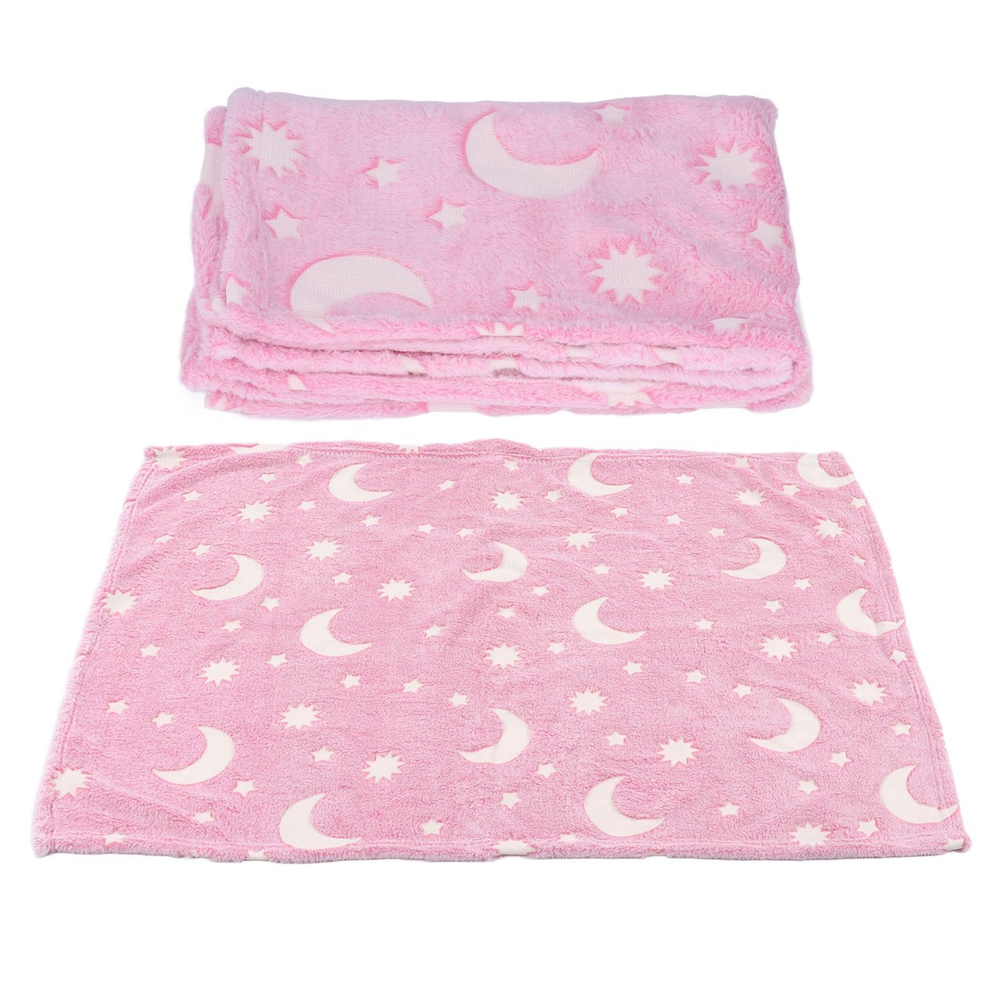 1.5x2m Luminous Blanket Double Side Flannel Star Moon Design Soft Glow in The Dark Blanket for KidsPink V1294-YM0523-3117220043211