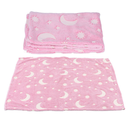 1.5x2m Luminous Blanket Double Side Flannel Star Moon Design Soft Glow in The Dark Blanket for KidsPink V1294-YM0523-3117220043211