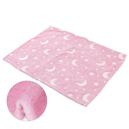 1.5x2m Luminous Blanket Double Side Flannel Star Moon Design Soft Glow in The Dark Blanket for KidsPink V1294-YM0523-3117220043211