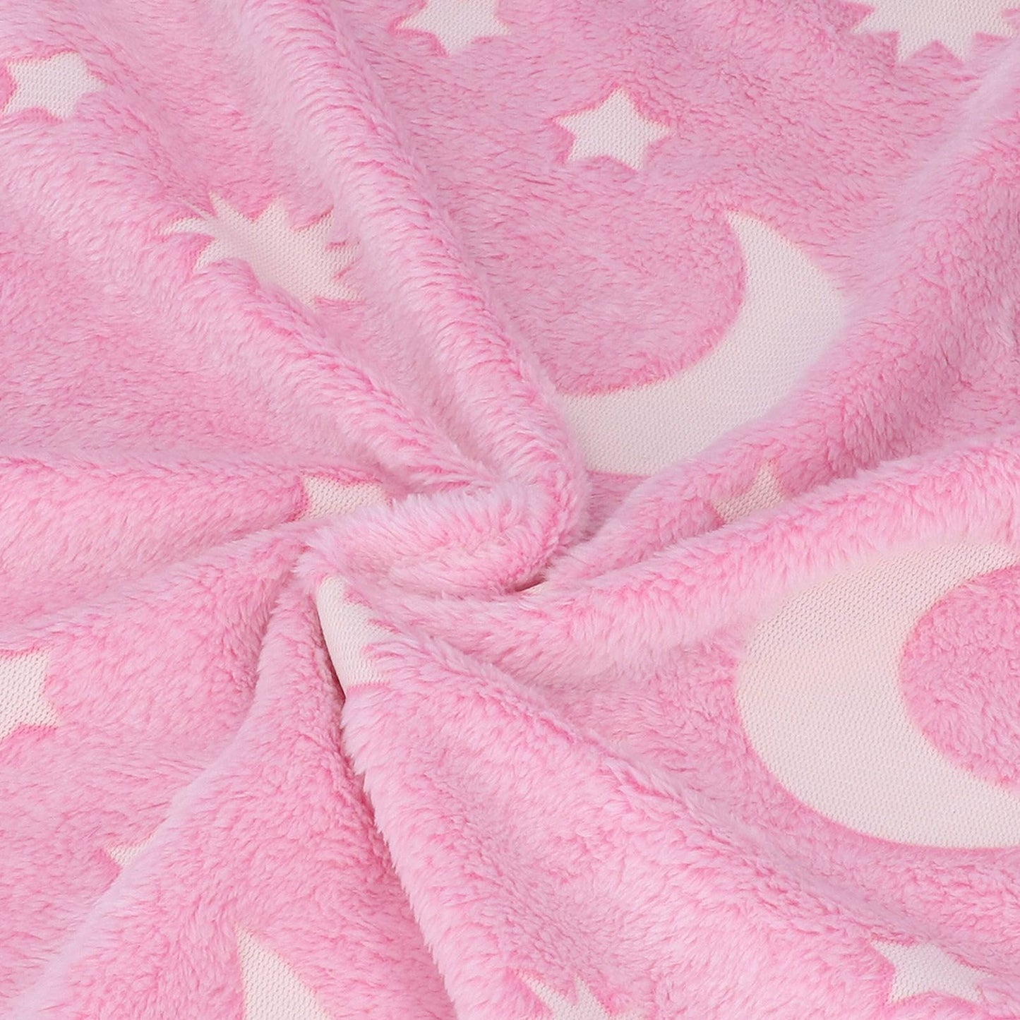 1.5x2m Luminous Blanket Double Side Flannel Star Moon Design Soft Glow in The Dark Blanket for KidsPink V1294-YM0523-3117220043211
