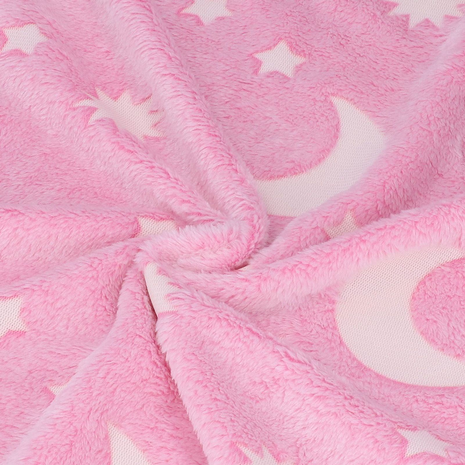 1.5x2m Luminous Blanket Double Side Flannel Star Moon Design Soft Glow in The Dark Blanket for KidsPink V1294-YM0523-3117220043211