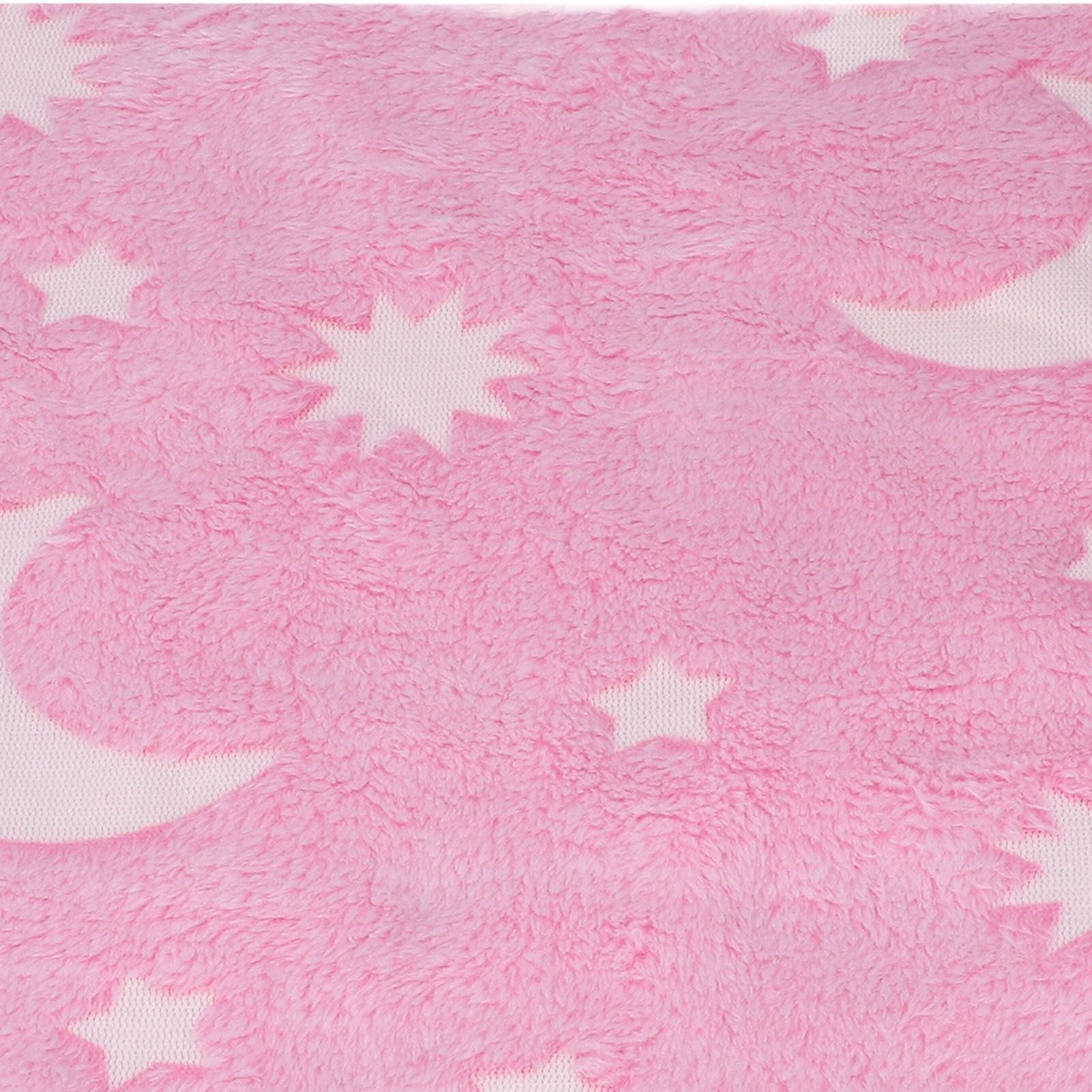 1.5x2m Luminous Blanket Double Side Flannel Star Moon Design Soft Glow in The Dark Blanket for KidsPink V1294-YM0523-3117220043211