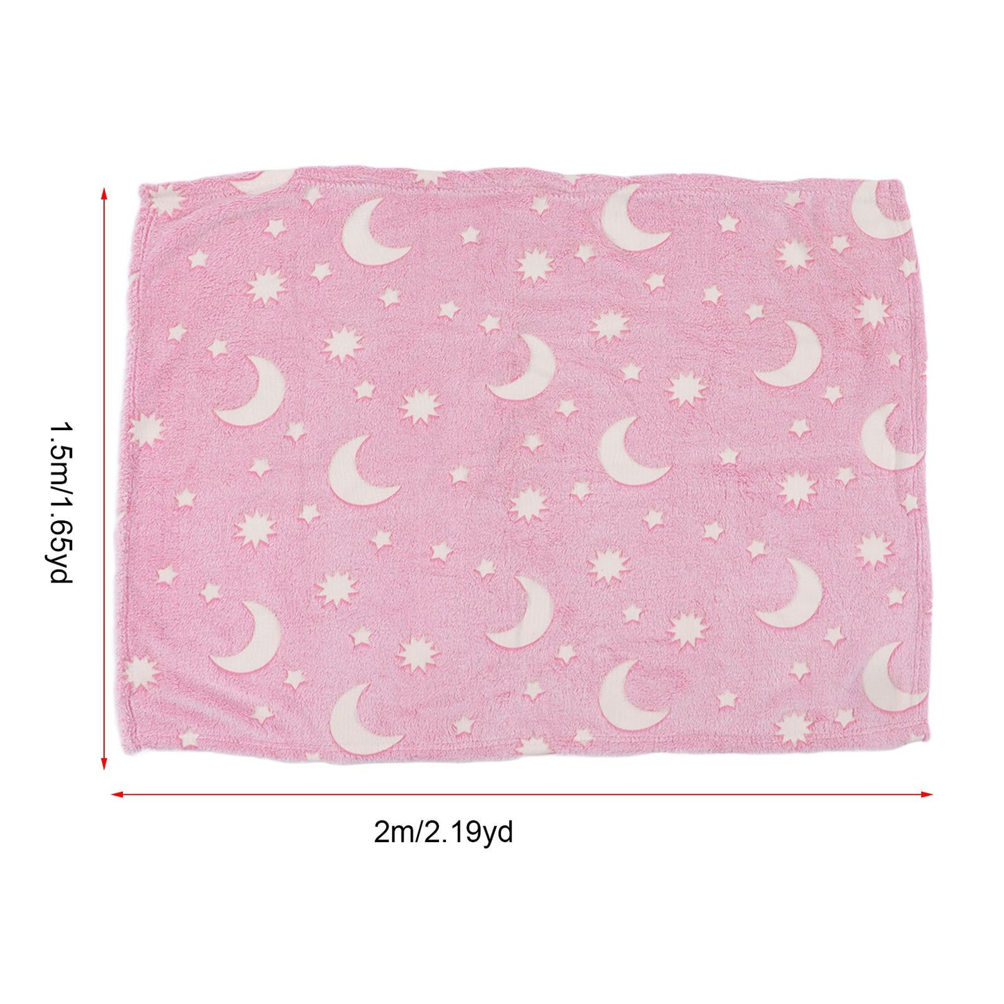 1.5x2m Luminous Blanket Double Side Flannel Star Moon Design Soft Glow in The Dark Blanket for KidsPink V1294-YM0523-3117220043211