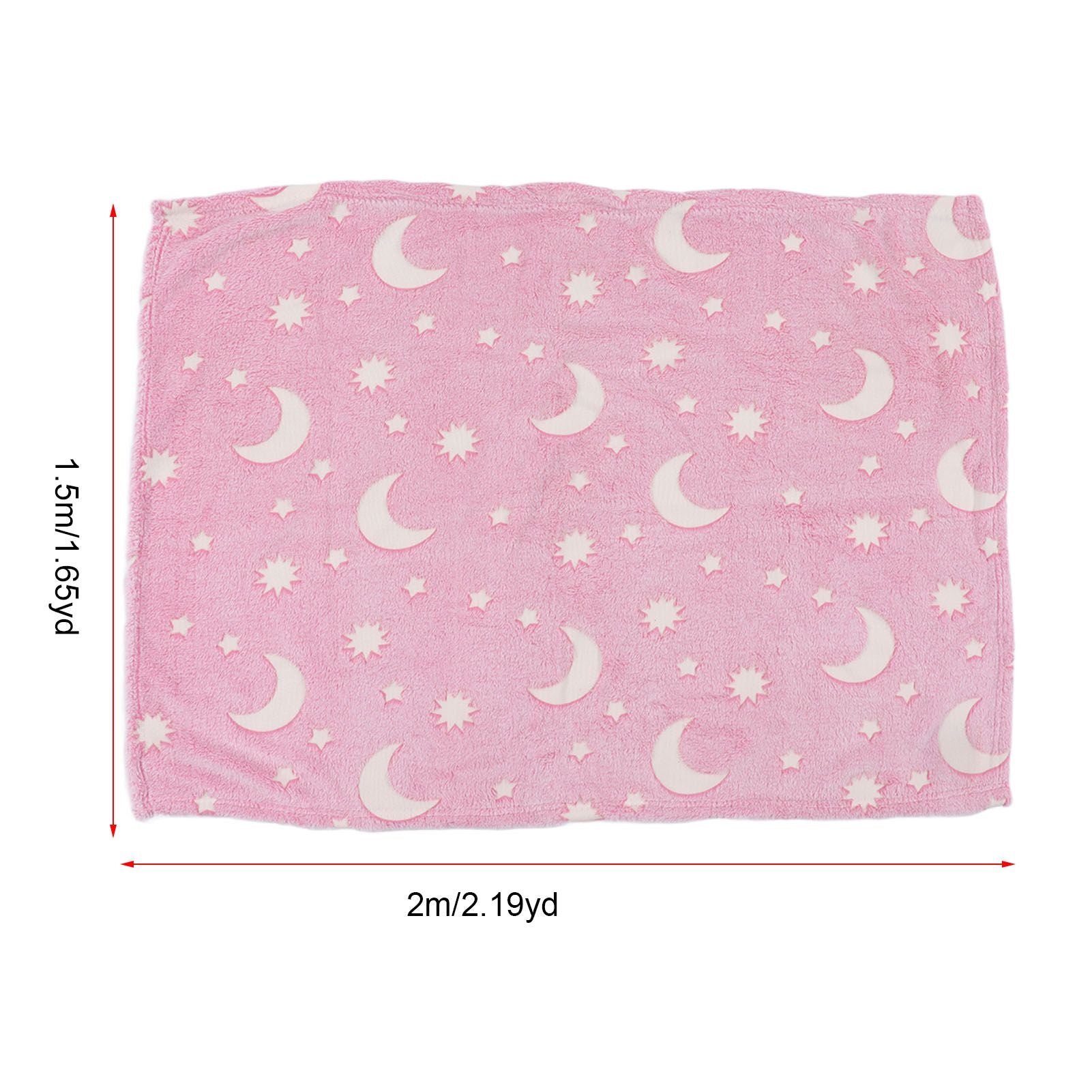 1.5x2m Luminous Blanket Double Side Flannel Star Moon Design Soft Glow in The Dark Blanket for KidsPink V1294-YM0523-3117220043211