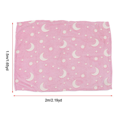 1.5x2m Luminous Blanket Double Side Flannel Star Moon Design Soft Glow in The Dark Blanket for KidsPink V1294-YM0523-3117220043211