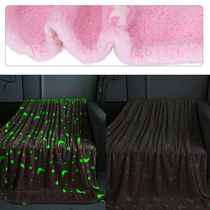 1.5x2m Luminous Blanket Double Side Flannel Star Moon Design Soft Glow in The Dark Blanket for KidsPink V1294-YM0523-3117220043211