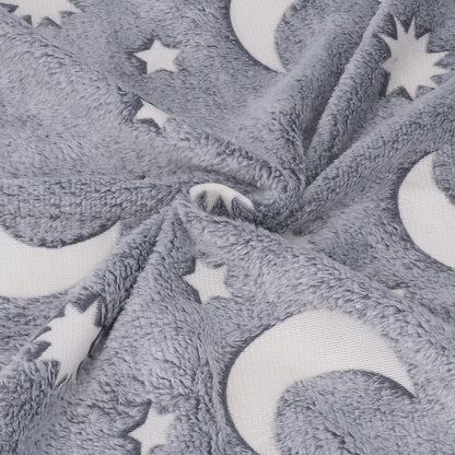Glowing Polyester Blanket Soft and Warm Fuzzy Blanket for Bed Sofa Couch All SeasonGrey V1294-YM0523-3117220043713