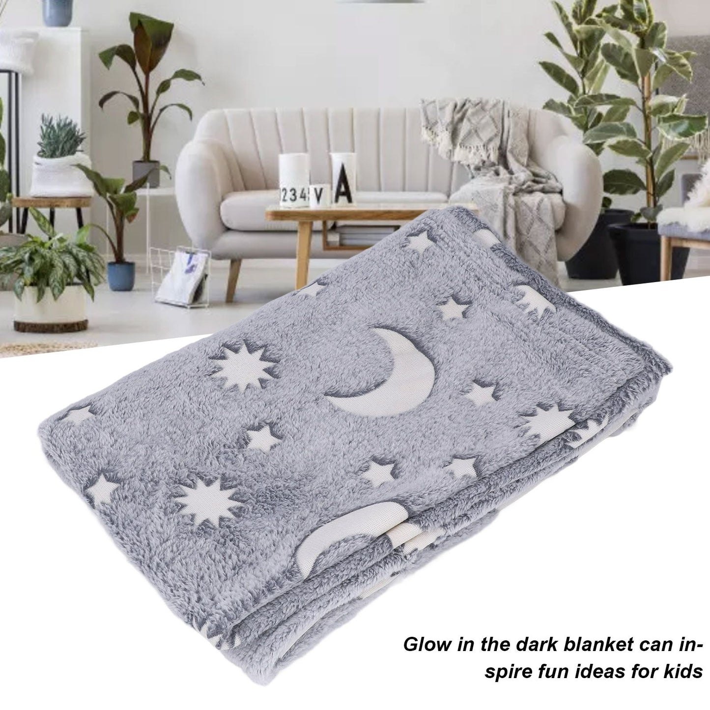 Glowing Polyester Blanket Soft and Warm Fuzzy Blanket for Bed Sofa Couch All SeasonGrey V1294-YM0523-3117220043713
