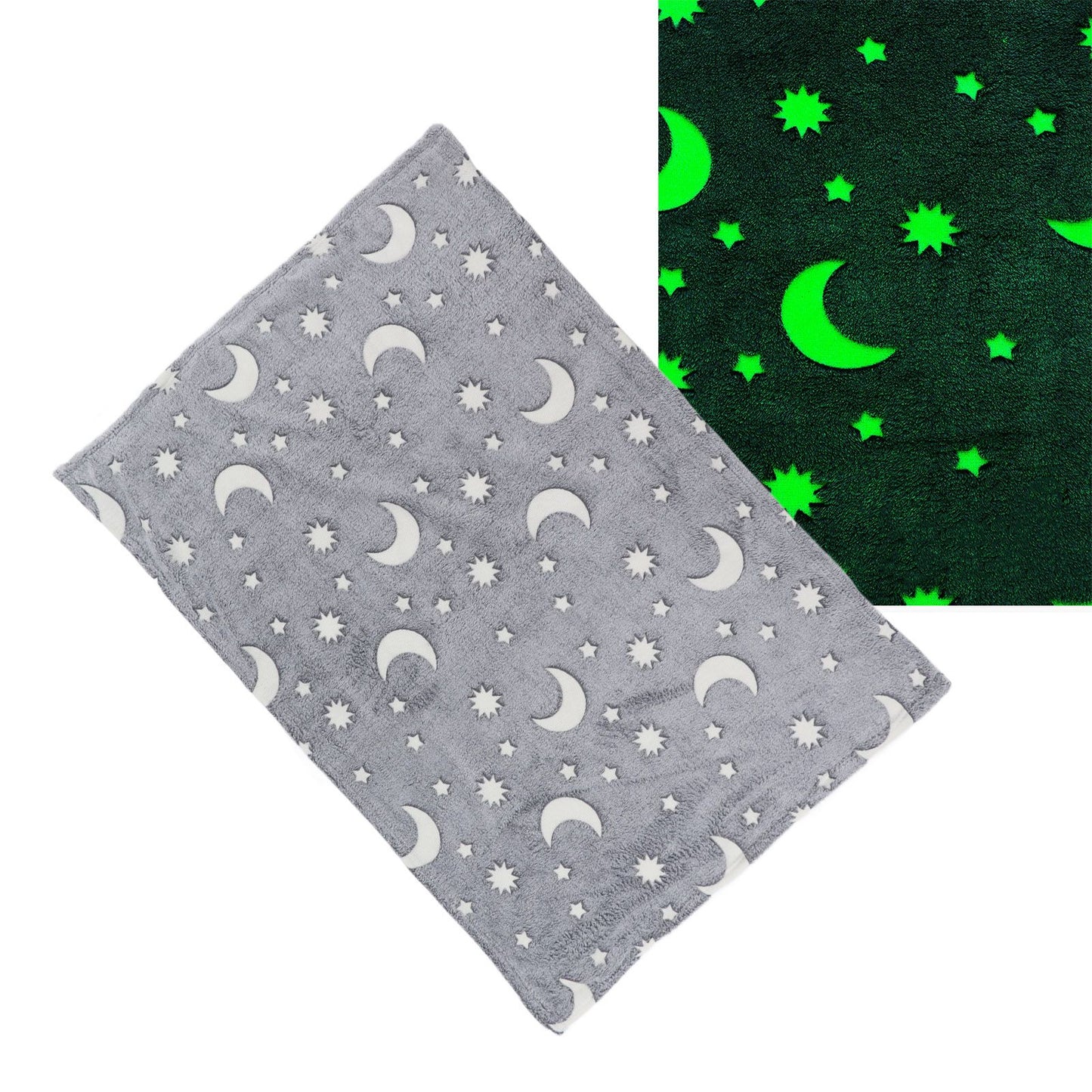 Glowing Polyester Blanket Soft and Warm Fuzzy Blanket for Bed Sofa Couch All SeasonGrey V1294-YM0523-3117220043713