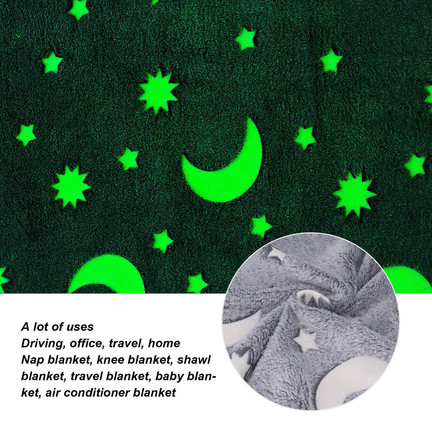 Glowing Polyester Blanket Soft and Warm Fuzzy Blanket for Bed Sofa Couch All SeasonGrey V1294-YM0523-3117220043713