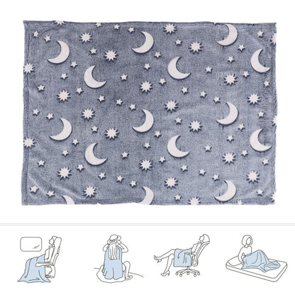Glowing Polyester Blanket Soft and Warm Fuzzy Blanket for Bed Sofa Couch All SeasonDusty Blue V1294-YM0523-3117220043714