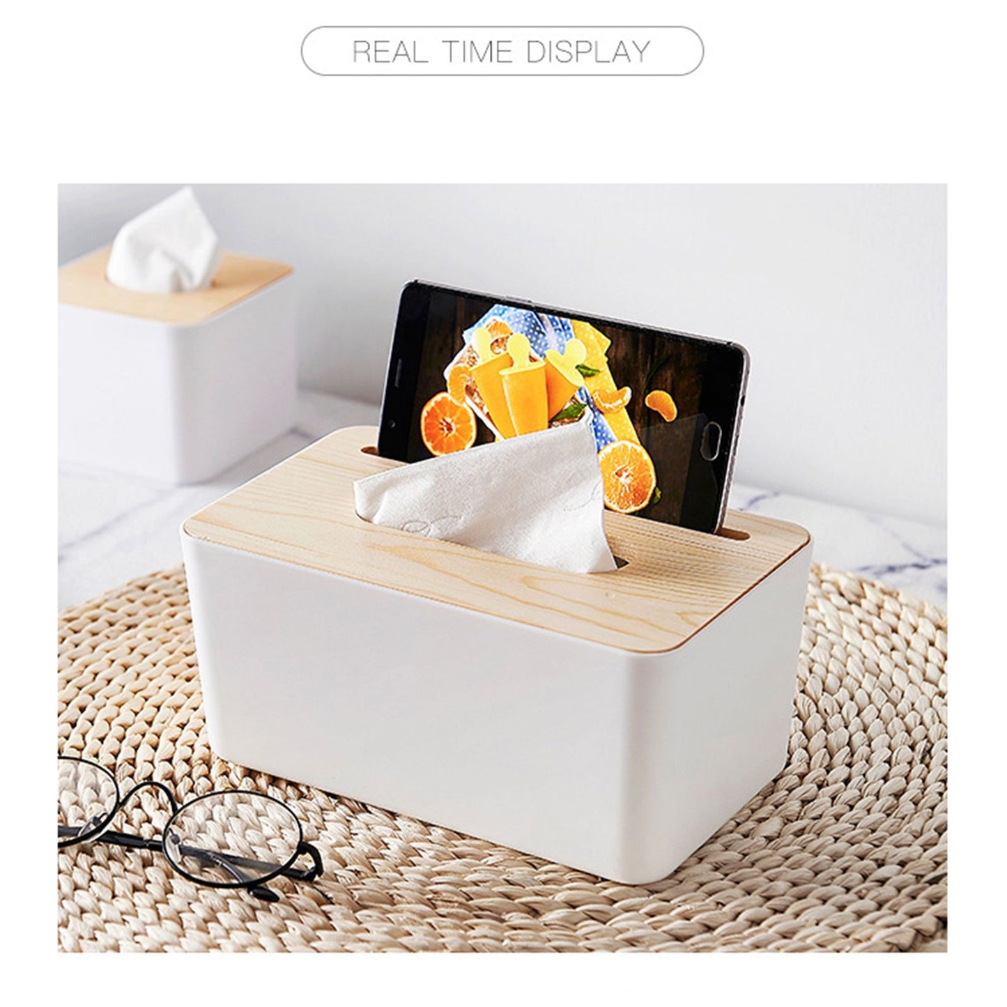 Tissue Box Holder Large Capacity Detachable Mini Tissue Storage Container for Bathroom Bedroom Dressers V1294-YM0523-3117220044113