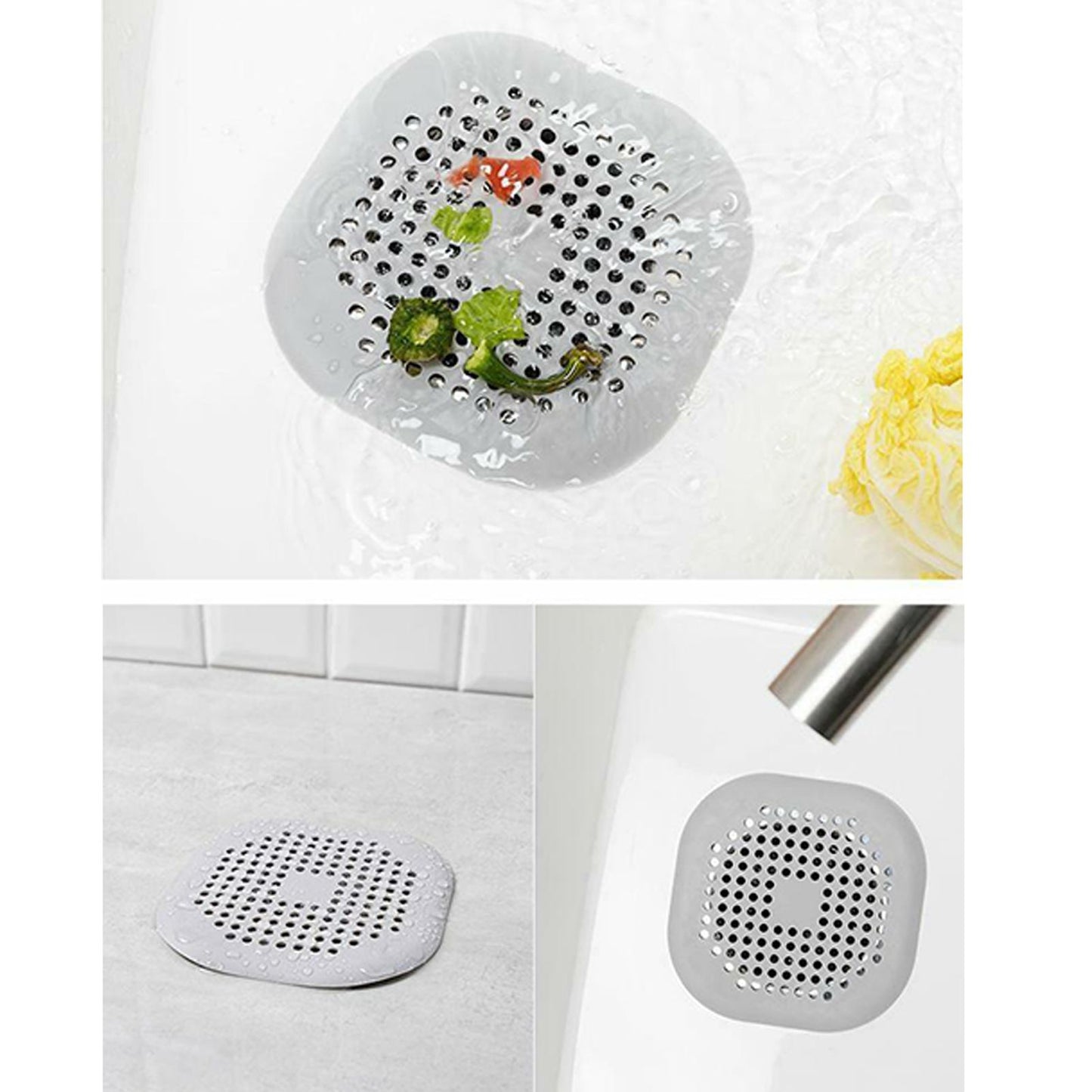 Sewer Floor Drain Net With Suction Cup Shower Drain Hair Cover Kitchen Bathroom Floor Drain PadGray V1294-YM0523-3117220044212