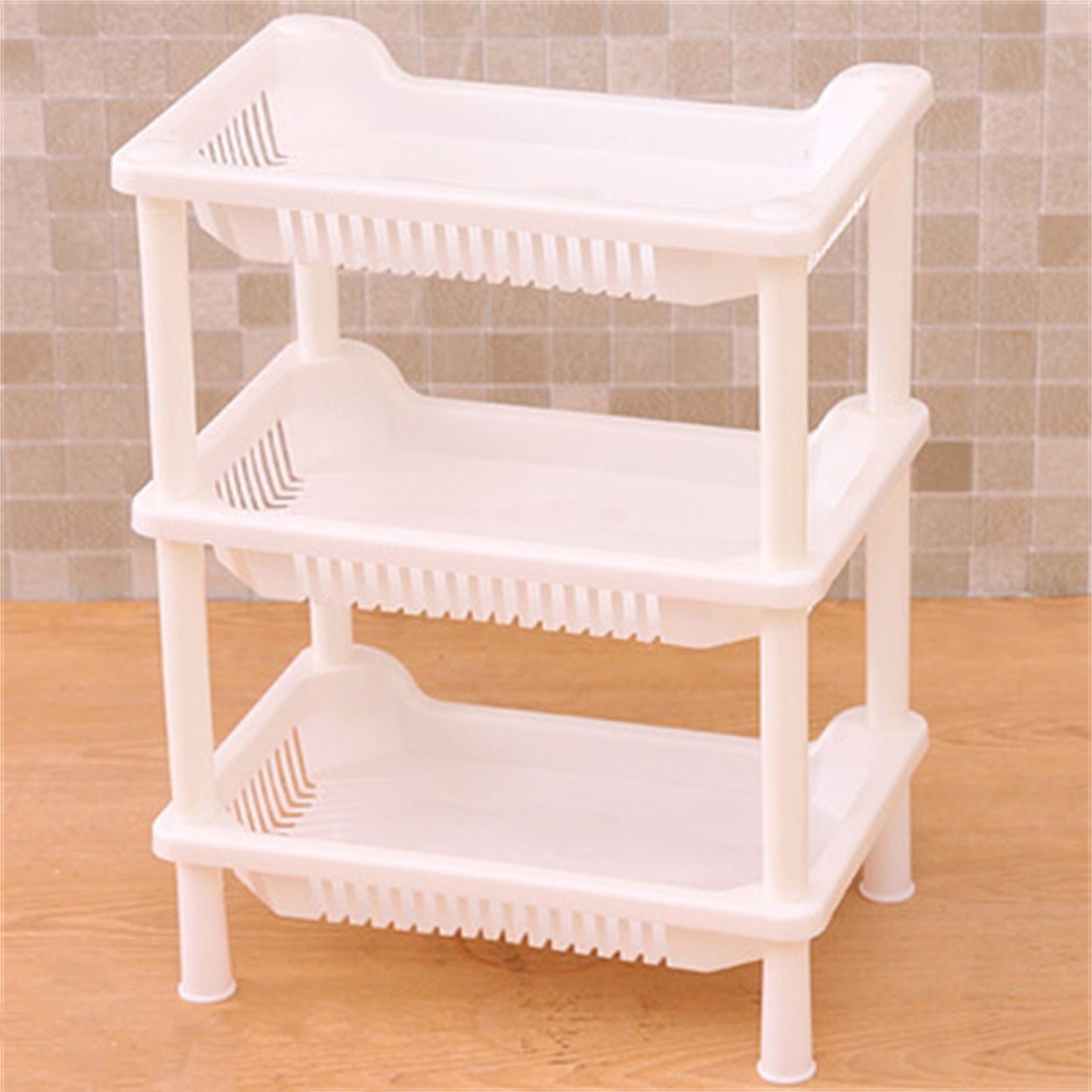3 Layers Bathroom Standing Shelf Bathroom Stand PP Land Installation Bathroom Rack Storage Shelves for V1294-YM0523-3117220044416