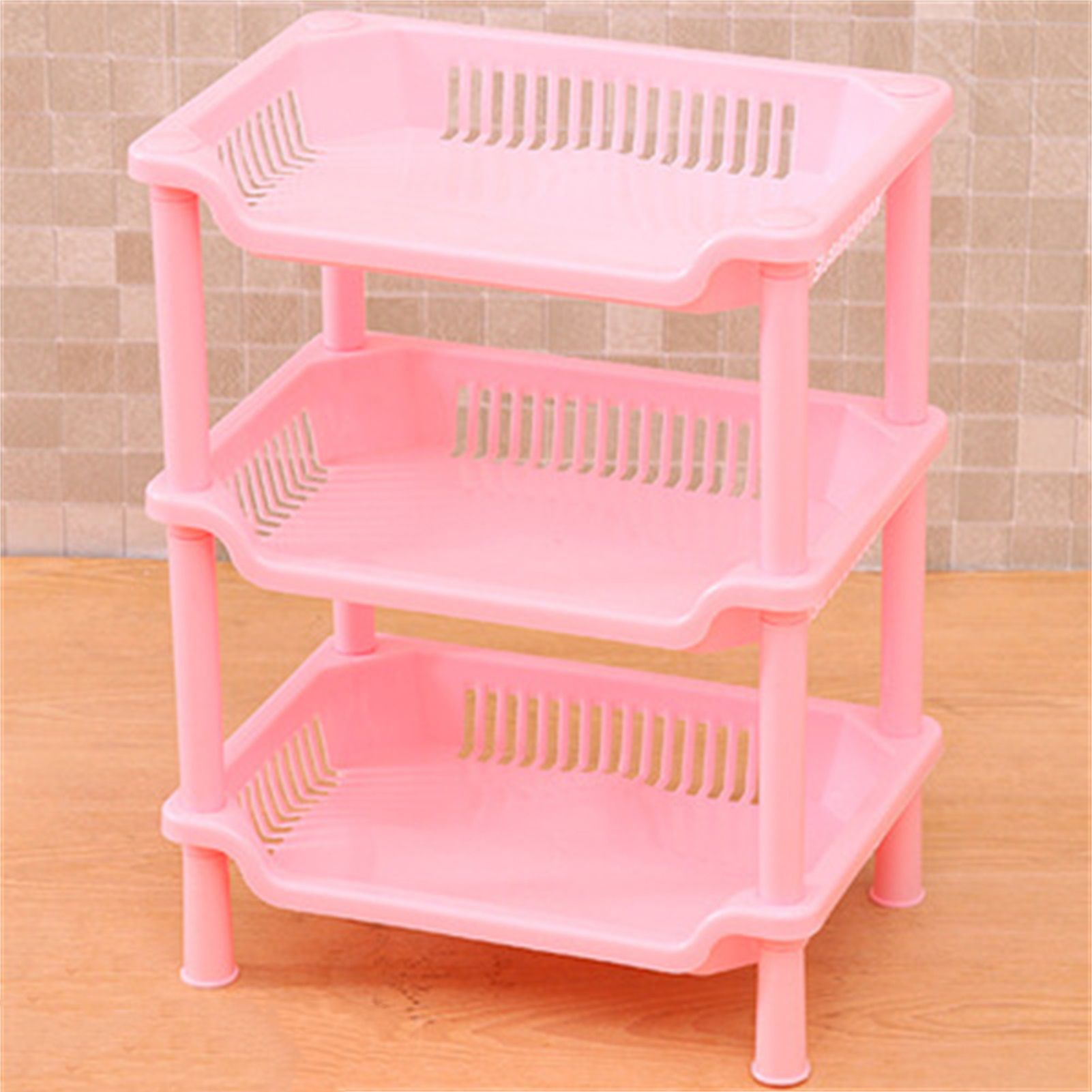 3 Layers Bathroom Standing Shelf Bathroom Stand PP Land Installation Bathroom Rack Storage Shelves for V1294-YM0523-3117220044418
