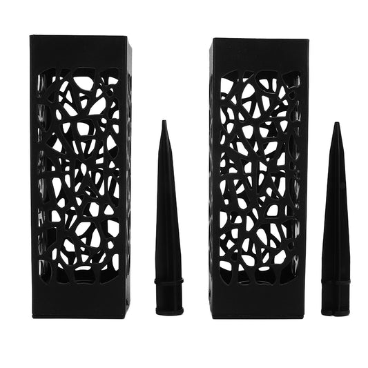 2Pcs Cemetery Grave Vase Black Column Unique Hollow Design Easy Installation Ground Insert Grave Flower V1294-YM0523-3117220045511