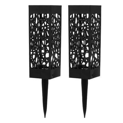 2Pcs Cemetery Grave Vase Black Column Unique Hollow Design Easy Installation Ground Insert Grave Flower V1294-YM0523-3117220045511