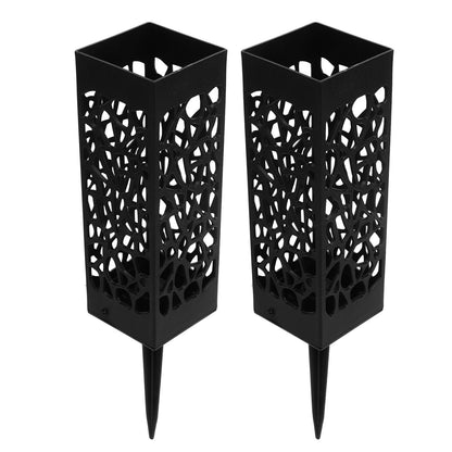2Pcs Cemetery Grave Vase Black Column Unique Hollow Design Easy Installation Ground Insert Grave Flower V1294-YM0523-3117220045511