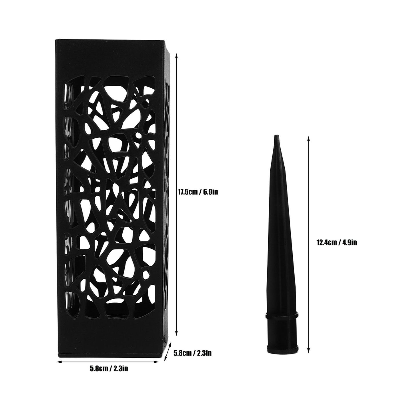 2Pcs Cemetery Grave Vase Black Column Unique Hollow Design Easy Installation Ground Insert Grave Flower V1294-YM0523-3117220045511
