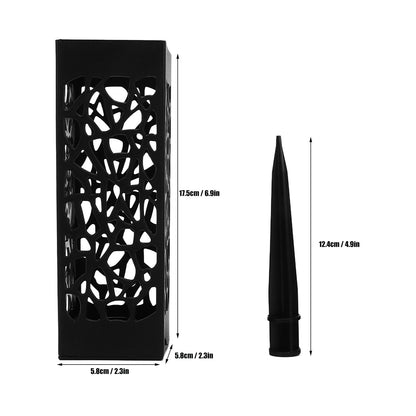 2Pcs Cemetery Grave Vase Black Column Unique Hollow Design Easy Installation Ground Insert Grave Flower V1294-YM0523-3117220045511