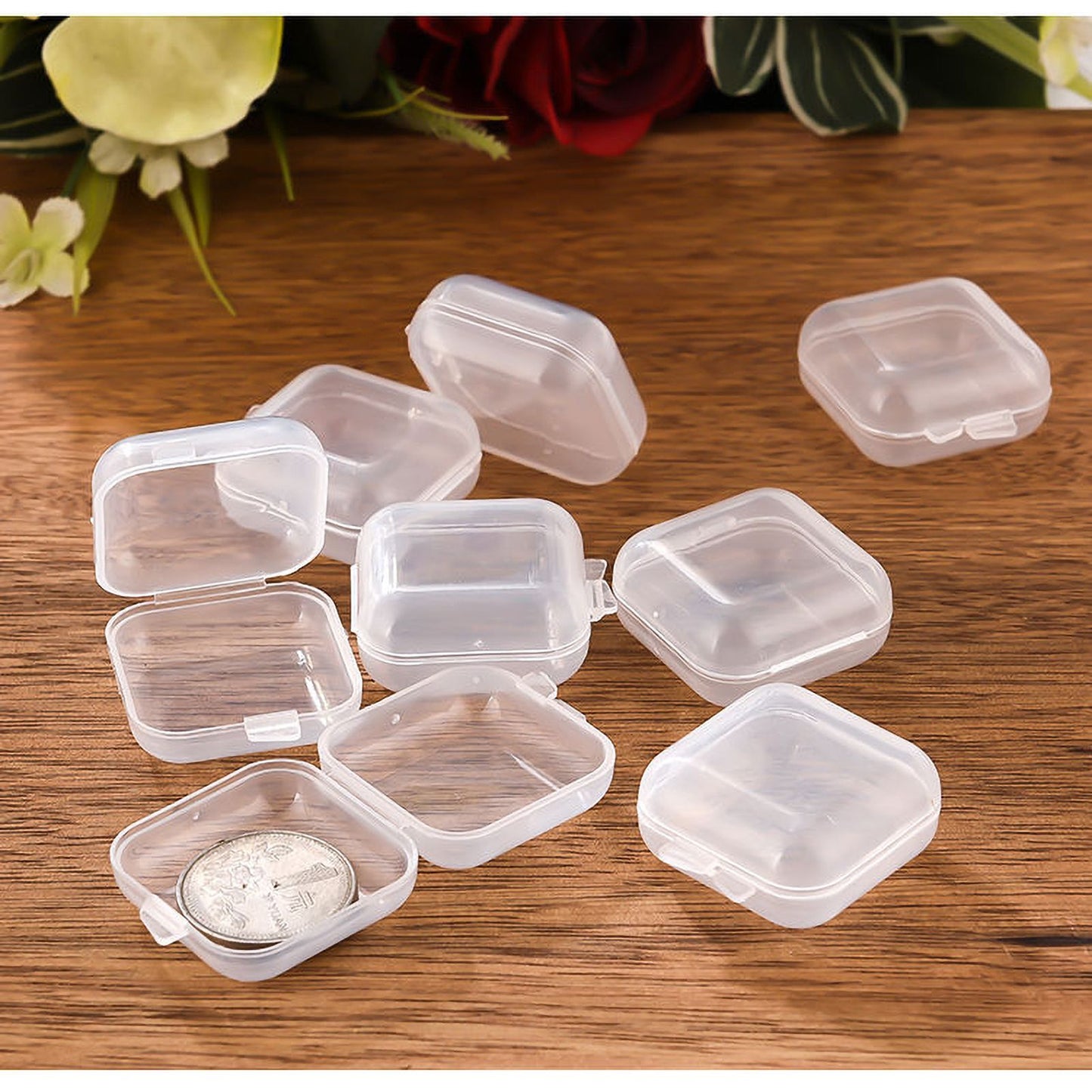 Small Clear Box Transparent Sturdy Durable PP Glossy Surface Wide Application Bead Box for Jewelry Pills V1294-YM0523-3117220046311