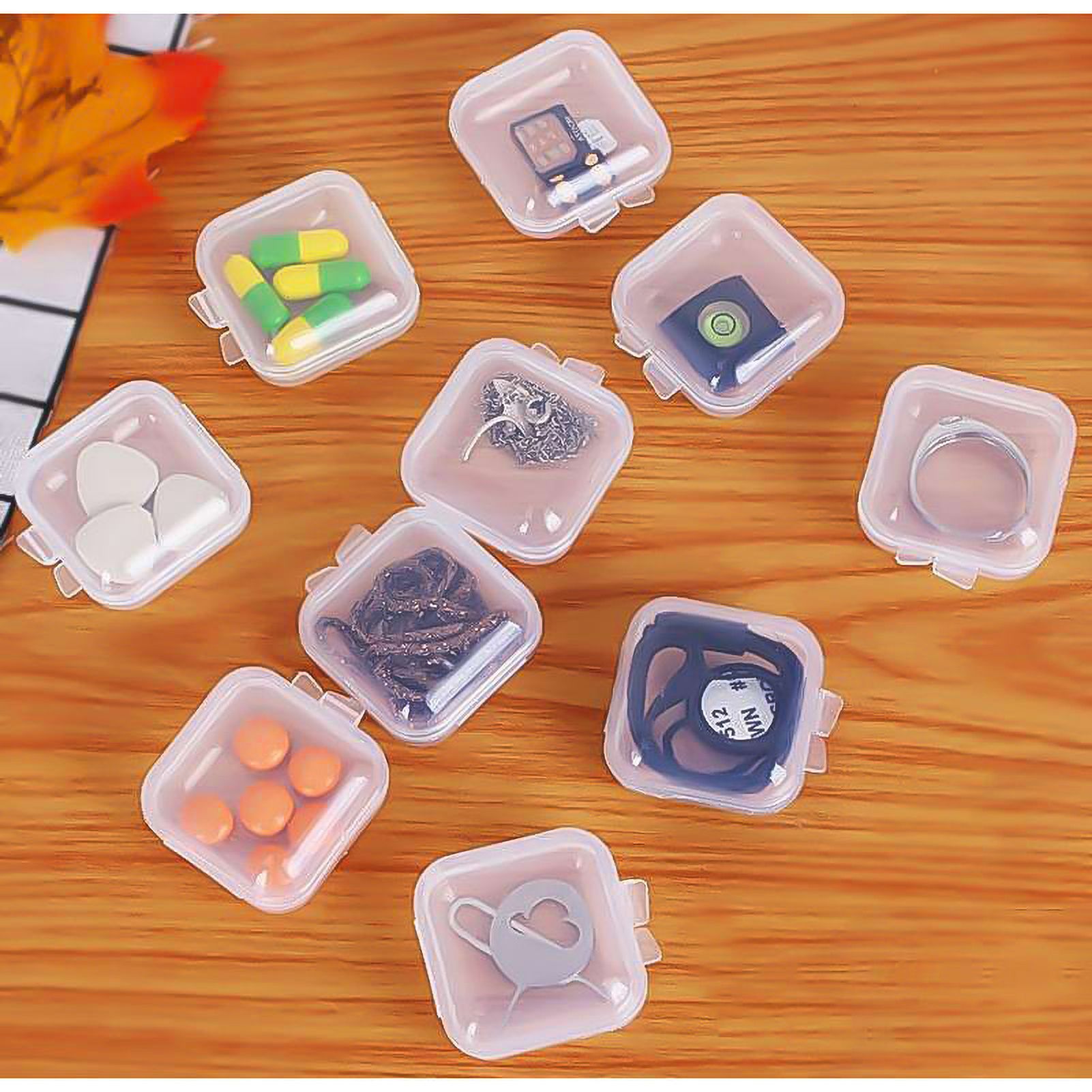 Small Clear Box Transparent Sturdy Durable PP Glossy Surface Wide Application Bead Box for Jewelry Pills V1294-YM0523-3117220046311