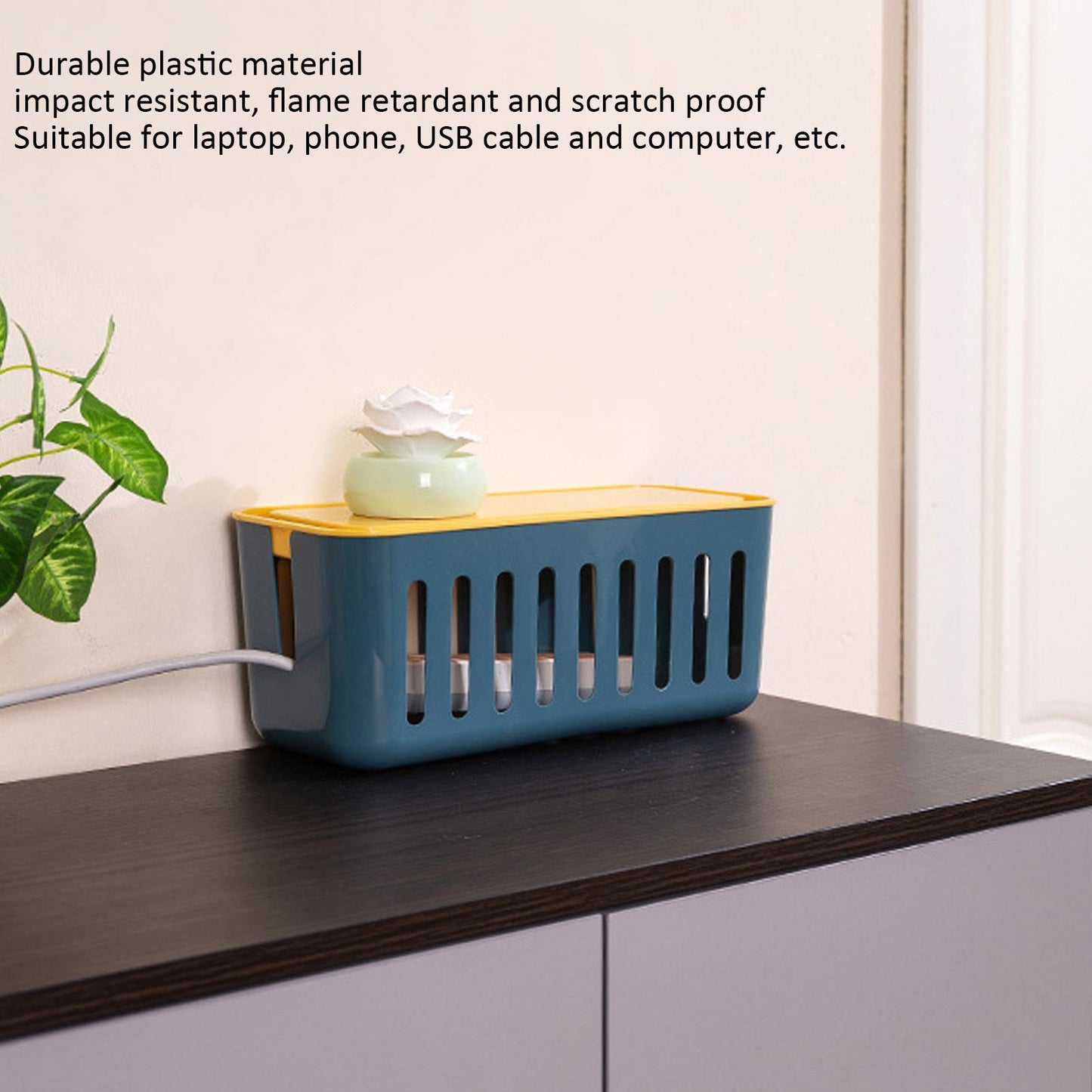 Cable Organizer Box Large Capacity Durable Plastic Flame Retardant High Safety Cord Management Box for PC TV V1294-YM0523-3117220048411