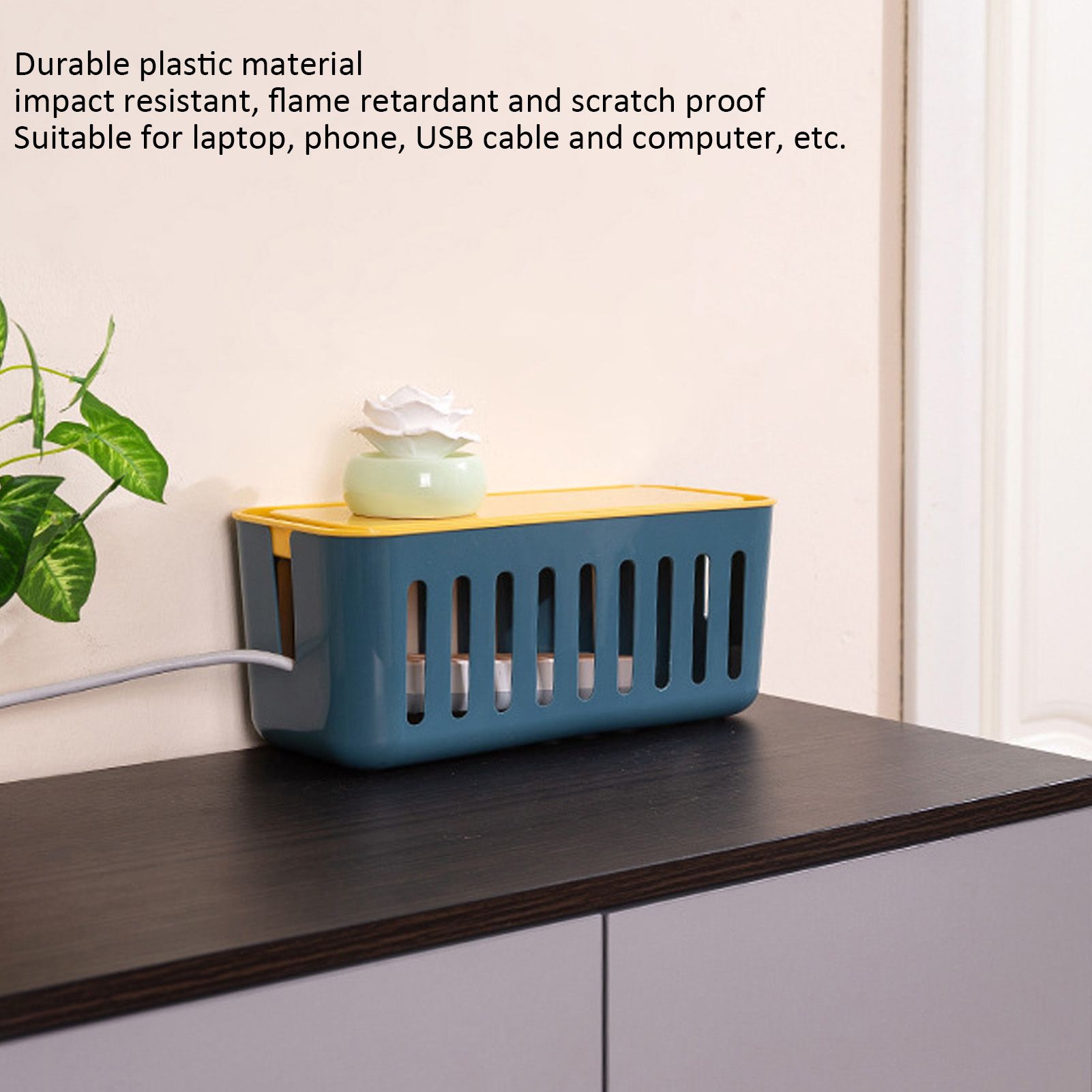 Cable Organizer Box Large Capacity Durable Plastic Flame Retardant High Safety Cord Management Box for PC TV V1294-YM0523-3117220048411