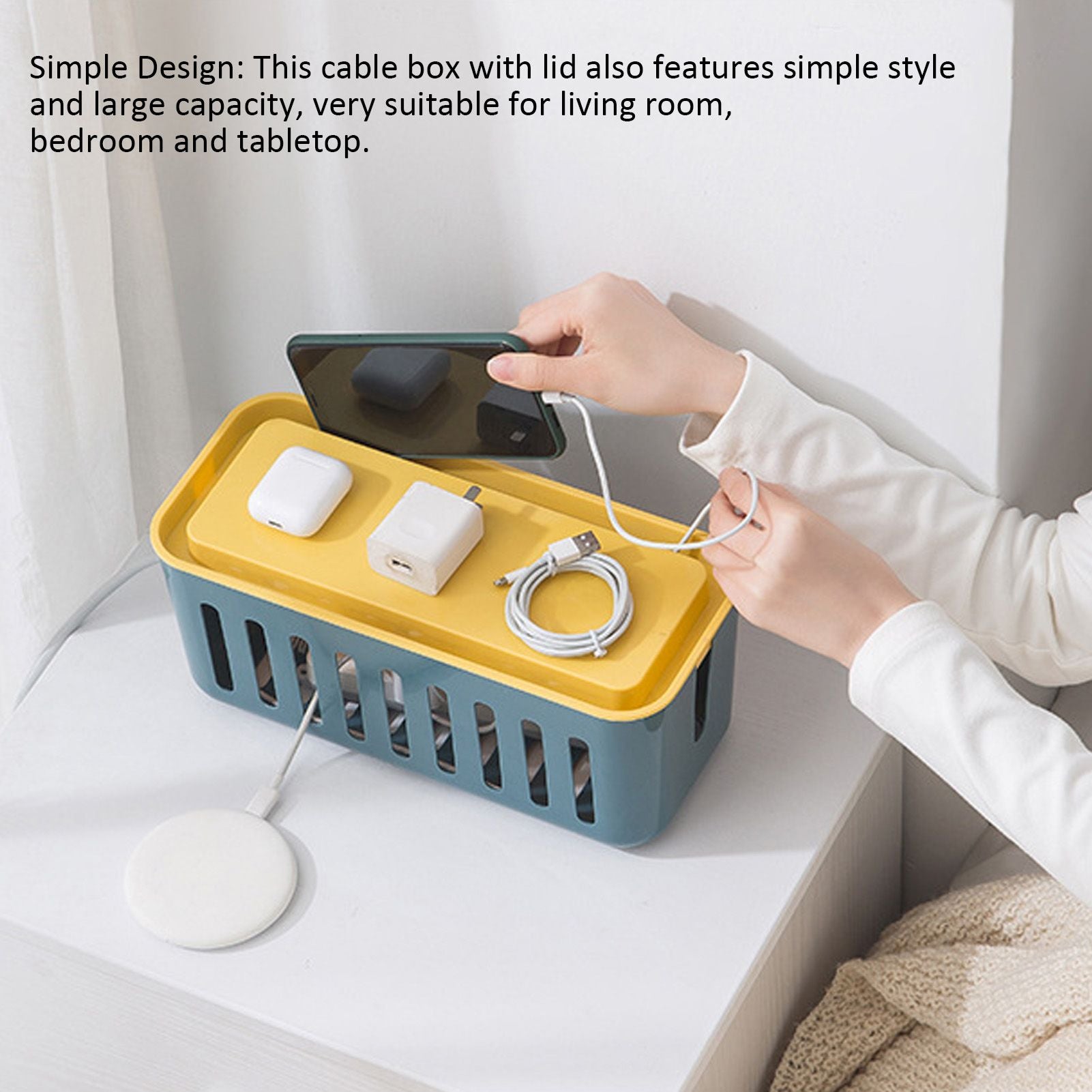 Cable Organizer Box Large Capacity Durable Plastic Flame Retardant High Safety Cord Management Box for PC TV V1294-YM0523-3117220048411